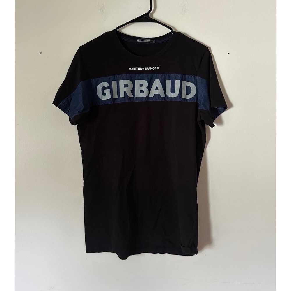 Marithe Francois Girbaud Mens Graphic T-Shirt Black Blue‎ Logo Streetwear Small